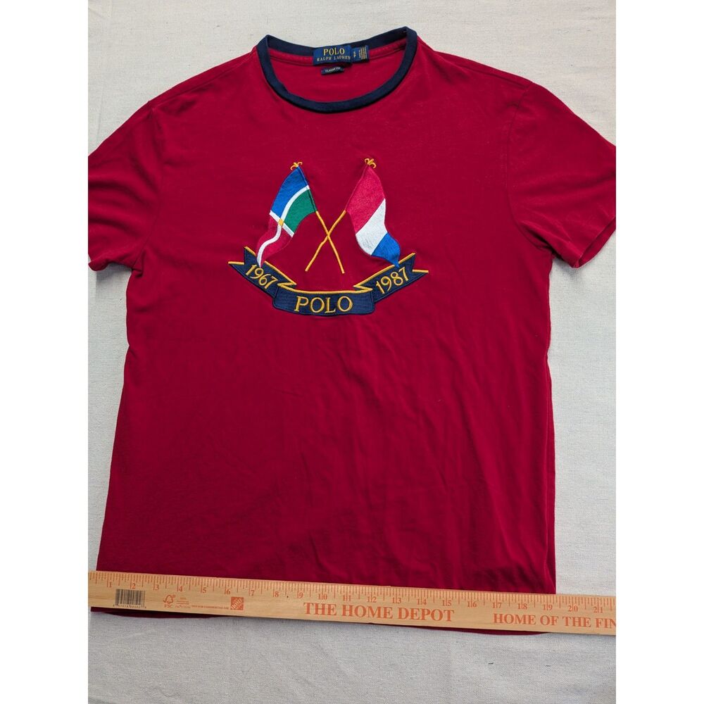 Heritage Preppy Nautical Small Polo Ralph Lauren Crossed Flags 1967 1987 Tee